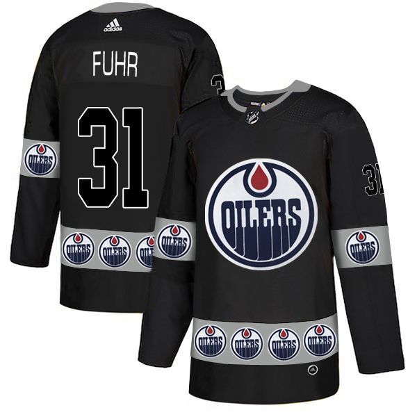 Men Edmonton Oilers #31 Fuhr Black Adidas Fashion NHL Jersey
